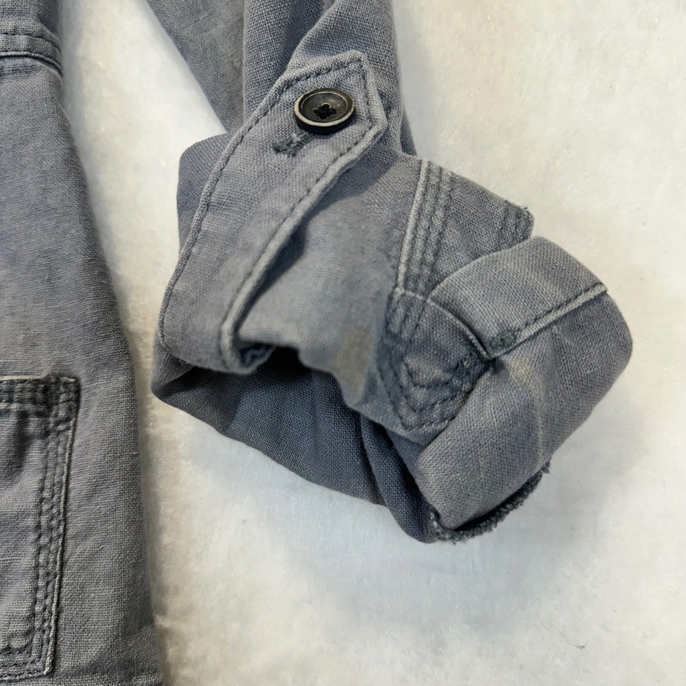 Eddie Bauer Utility Safari Jacket Women S Blue Gray Gorpcore Worn In Outdoorsy - Picture 4 of 11